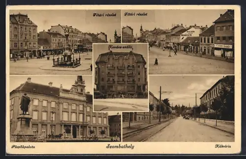 AK Szombathely, Fötéri részlet, Püspökpalota, Kálvária