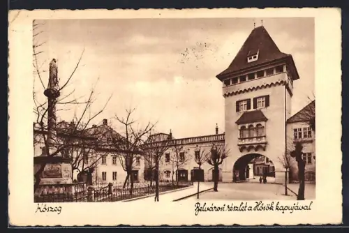 AK Köszeg, Relvárosi részlet a Hösök kapujával