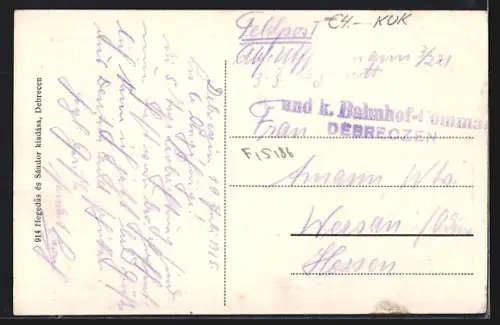 AK Debrecen, Ref. püspöki palota Kossuth szoborral