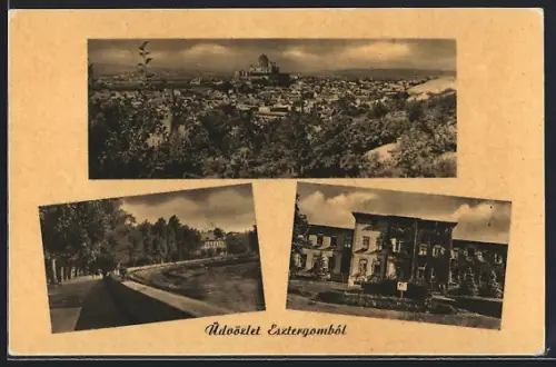 AK Esztergom, Panorama, Gebäudeansicht, Strassenpartie