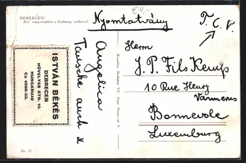 AK Debrecen, Ref. nagyremplom a Csokonay szoborral