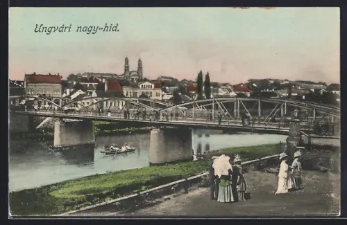AK Ungvar, Ortsansicht mit Brücke
