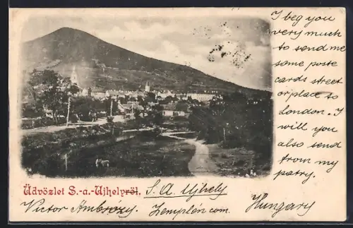 AK S.-a.-Vihely, Panorama mit Strassenpartie