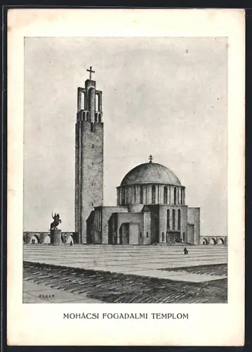 Künstler-AK Mohac, Mohácsi Fogadalmi templom