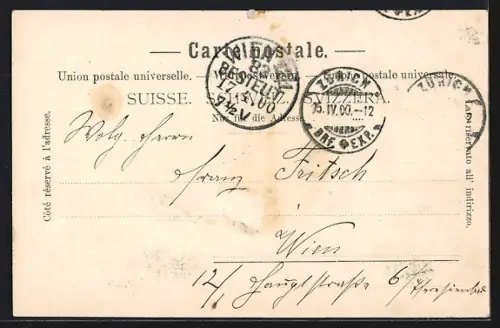 AK Zürich, Blick vom Grossmünster auf den Ort