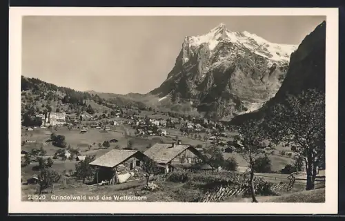 AK Grindelwald, Teilansicht mit Blick auf das Wetterhorn