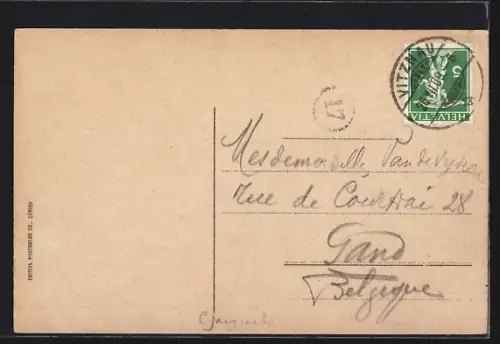 AK Rigi-Kulm, Aussichtsplattform mit Glärnisch und Mythen im Panorama