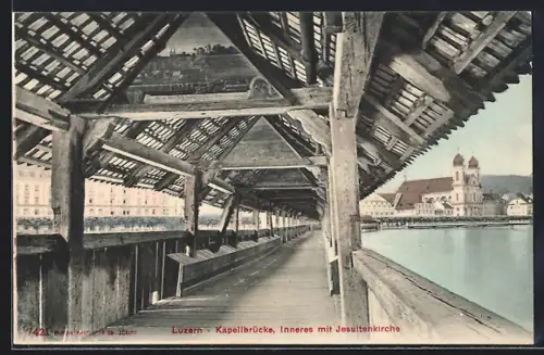AK Luzern, Kapellbrücke, Inneres mit Jesuitenkirche