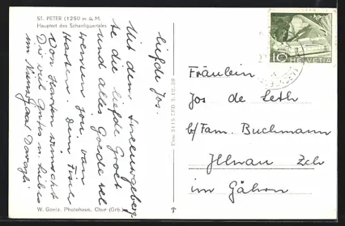 AK St. Peter /Schanfiggertal, Teilansicht mit Strassenpartie