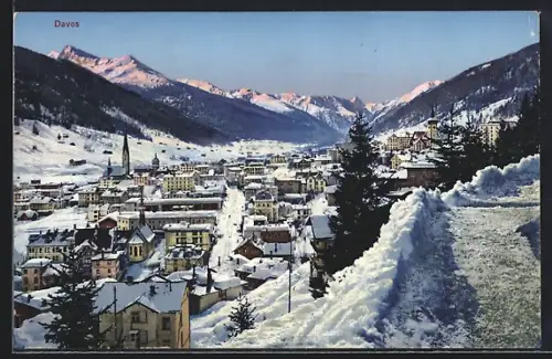 AK Davos, Teilansicht im Schnee