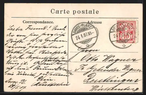 AK Davos-Platz, Ortspanorama mit Tinzenhorn