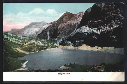 AK Lenk im Simmental, Iffigensee, Panorama mit Bergen