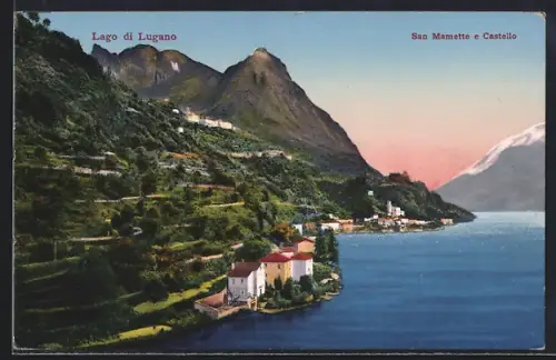 AK San Mamette /Lago di Lugano, Panorama e Castello