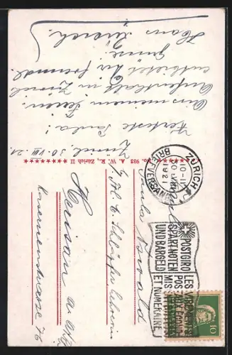 AK Zürich, Grossmünster vom Wasser aus