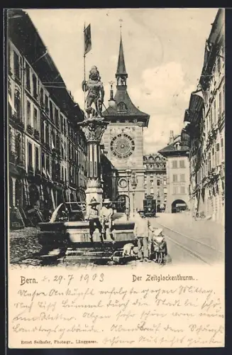 AK Bern, Zeitglockenturm mit Strasse