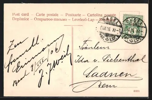 AK Basel, Neue mittlere Rheinbrücke mit Stadtpanorama