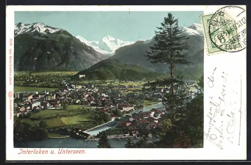 AK Interlaken, Teilansicht mit Blick auf Unterseen