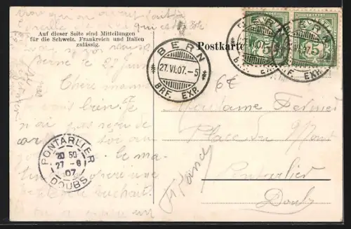 AK Bern, Eisenbahnbrücke mit Stadt- u. Alpenpanorama