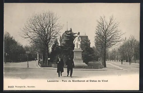 AK Lausanne, Parc de Montbenon et Statue de Vinet