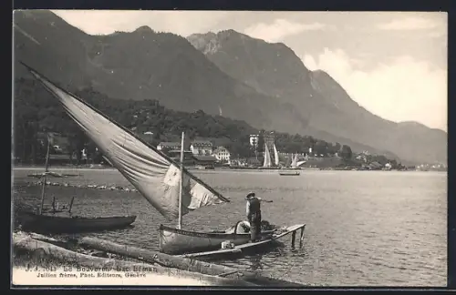 AK Le Bouveret /Lac Léman, Panorama mit Segelbooten