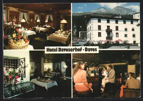 AK Davos-Platz, Hotel Davoserhof Fam. Petzold-Voelke, mit Innenansichten
