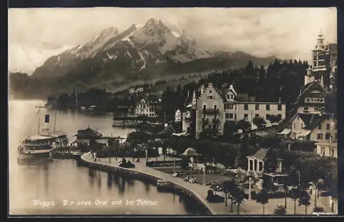 AK Weggis, Neuer Quai mit Pilatus