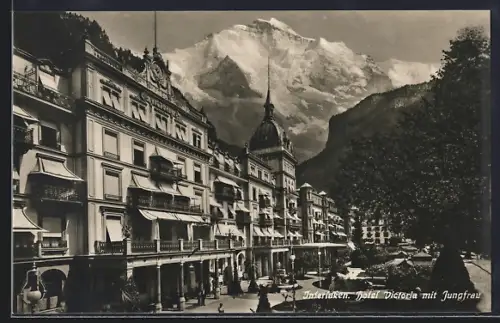 AK Interlaken, Hotel Victoria mit Jungfrau