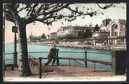 AK Vevey, Quai et Debarcadère Vevey-La Tour
