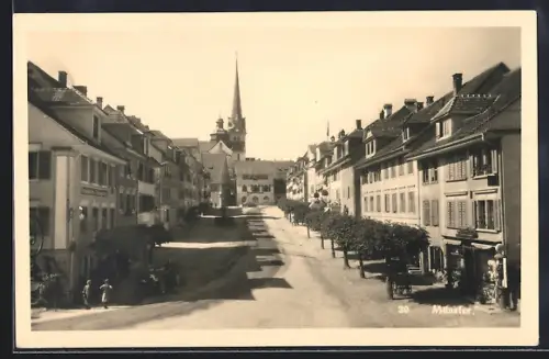 AK Münster /LU, Strassenpartie mit Geschäften