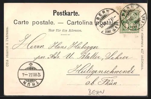 AK Bern, Schloss, Kirche, Strassenpartie