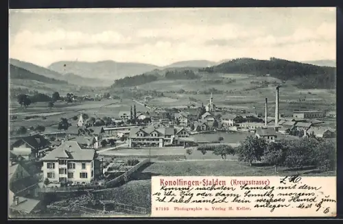 AK Konolfingen-Stalden /Kreuzstrasse, Ortspartie mit Kirche