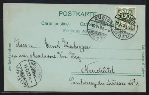 Mondschein-AK Gersau, Teilansicht mit Bergen
