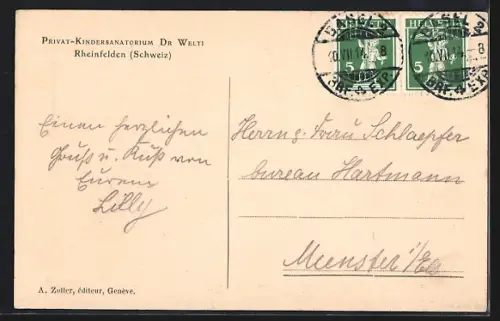 AK Rheinfelden, Privat-Kindersanatorium Dr. Welti, Gartenansicht