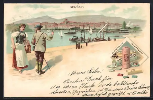 Lithographie Geneve, Panorama & Reklame Chocolat Suchard