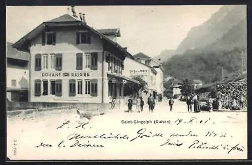 AK Saint-Gingolph, Douane, Café de la Poste