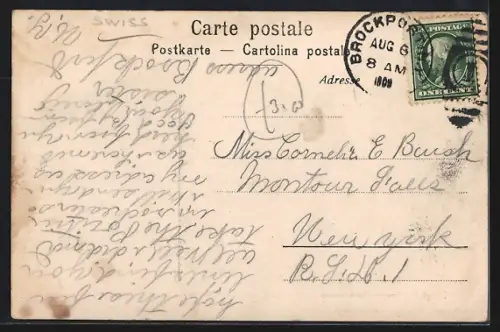 AK Interlaken, Höhestrasse mit Spaziergängern und Geschäften