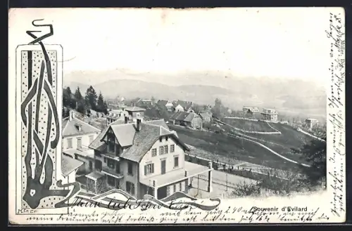 AK Evilard, Ortsansicht aus der Vogelschau
