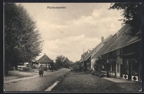 AK Müntschemier, Ortspartie mit Kindern