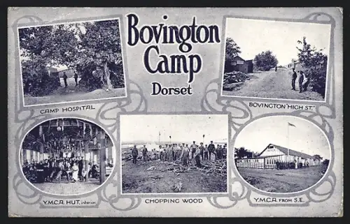 AK Dorset, Bovington Camp, Hospital, Y.M.C.A. Hut, High St., Chopping Wood