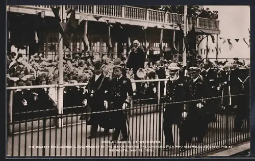 AK Weymouth, King George V. Accompanied by the Mayor Passing Children at Greeting Parade