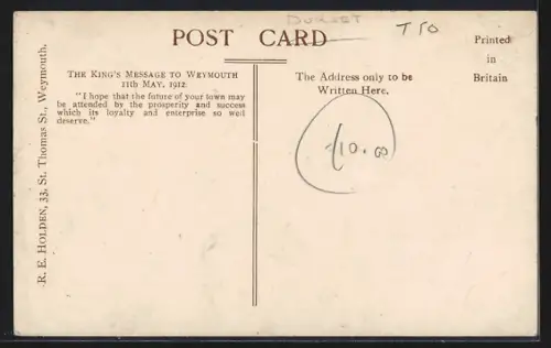 AK Weymouth, King George V. Accompanied by the Mayor Passing Children at Greeting Parade