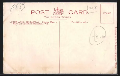 AK Broadway, Lygon Arms, Opening Meet of North Cotswold Hunt 1912