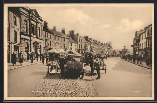 AK Barnard Castle, Market scene, Penny Bank