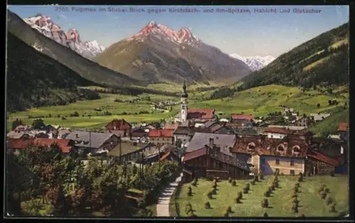 AK Fulpmes im Stubai, Heuschober am Ort aus der Ferne