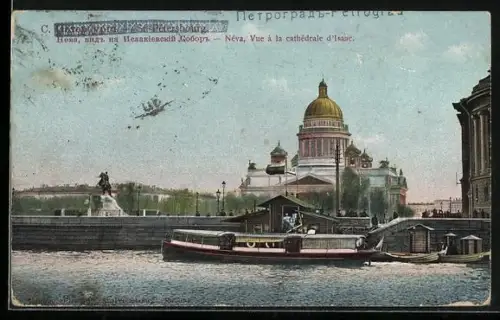 AK St. Pétersbourg, Néva, Vue a la cathedrale d`Isaac