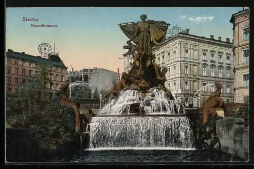 AK Stettin, Manzelbrunnen