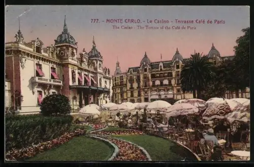 Künstler-AK Monte Carlo, Le Casino, Terrasse Cafe de Paris