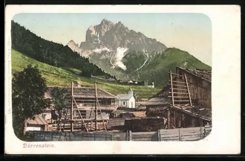 AK Dürrenstein, Ortspartie mit Kapelle