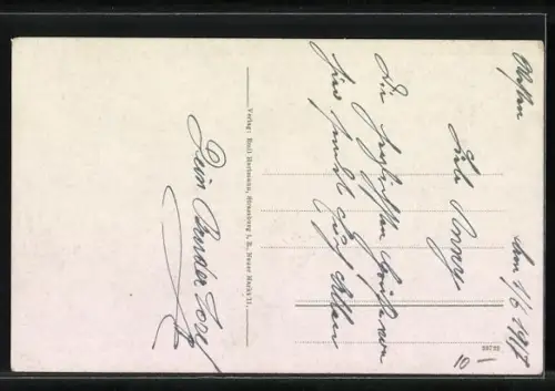 AK Pfirt, Teilansicht des Ortes mit Burgruine