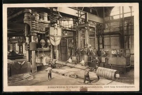 AK Vítkovice, Tovarna na litou ocel, kovarsky lis na 4500 t, Zelezarny